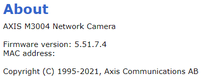 axis ネットワークカメラの管理画面