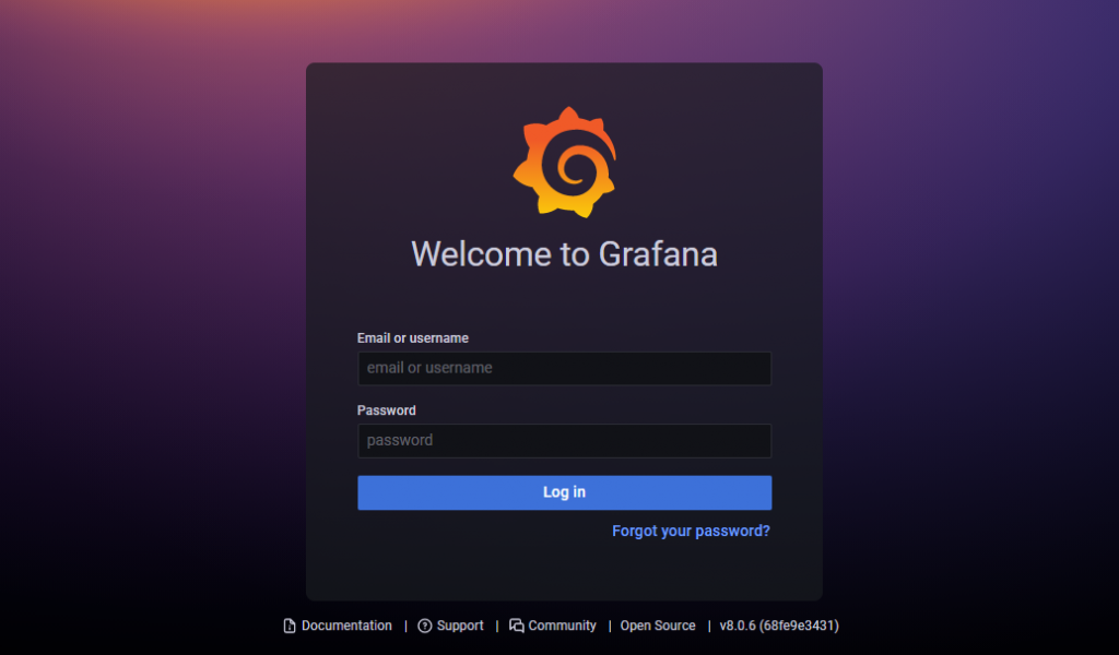 Grafanaのログインページ